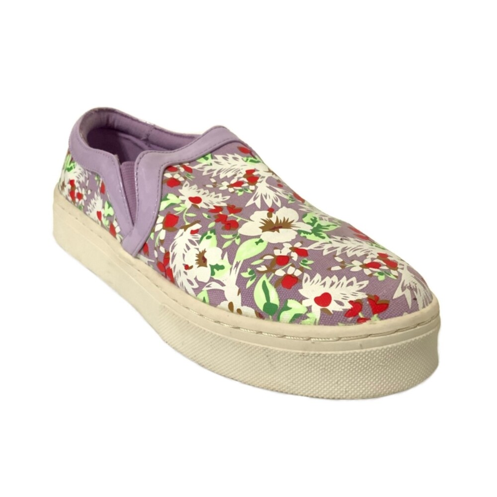 Twiggy London Floral Slip-on Platform Sneakers Lavender 8